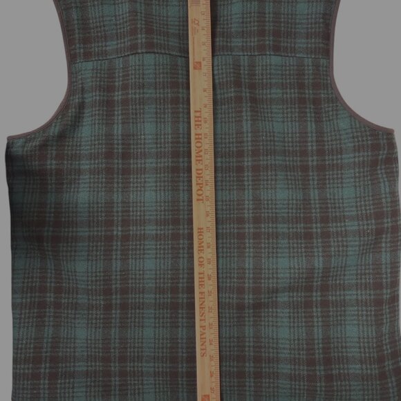 L. L. LL Bean Plaid Wool Vest Mens XL Tall Green Full Zip Sherpa Hunting 296125 - Picture 6 of 7